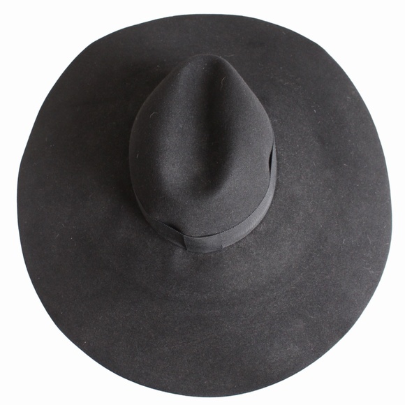 Saint Laurent Hat Wide Brim Oversized Black Rabbit Fur Felt Hedi Slimane Size 56 main image 4